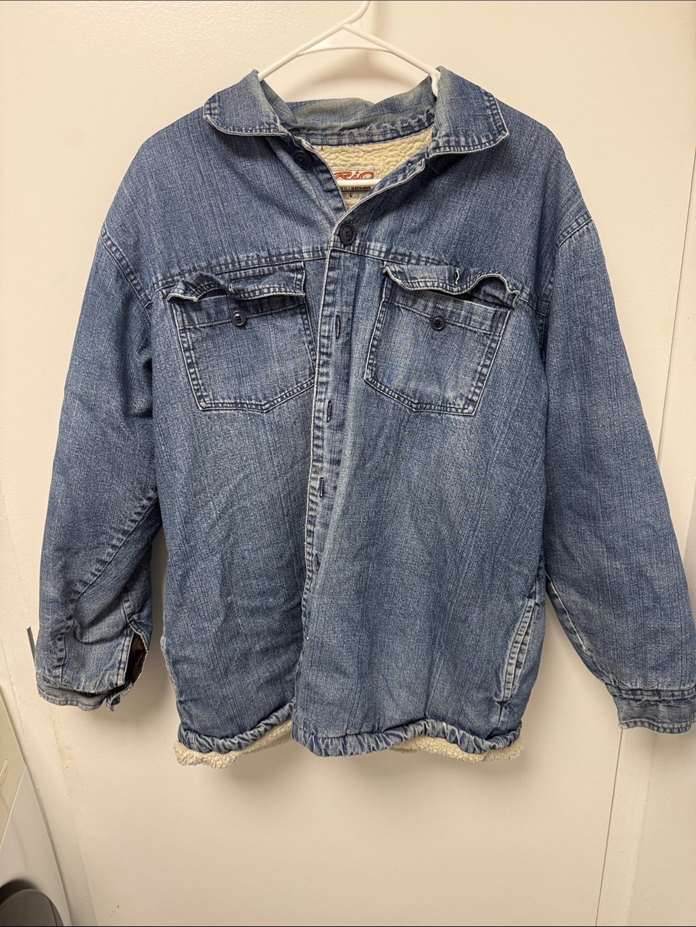 Denim Sherpa-Lined Men's Jacket - Blue